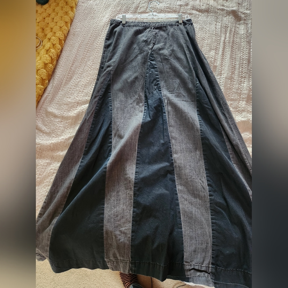 Cantão Womens Maxi Skirt Black Grey Denim Long Sustainable Boho Rio Brazil M